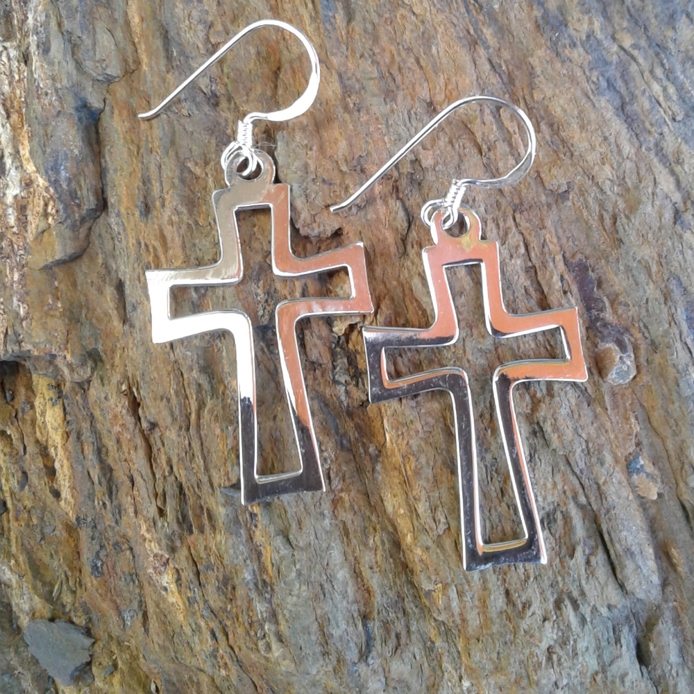 Sterling Silver Cross Outline EARRINGS